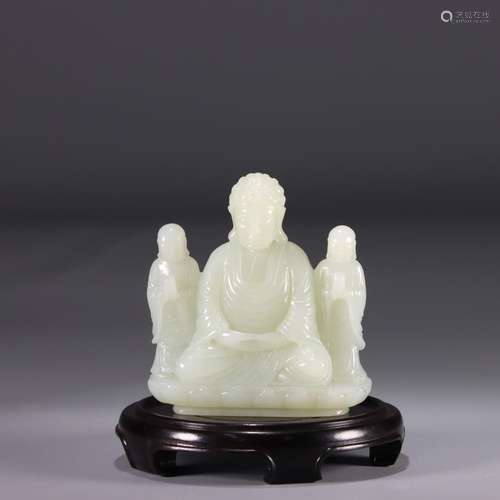 : hetian jade Buddha two furnishing articlesSize: 6.5 cm lon...