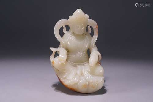 : hetian jade huang god of wealth Buddha: 7.5 cm wide. Thick...