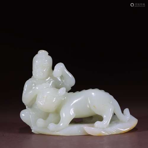 Furnishing articles: hetian jade "wu3 song dozen tiger&...