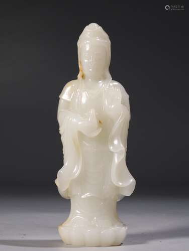 Hetian jade guanyin stands resembleSpecification: length 5.2...