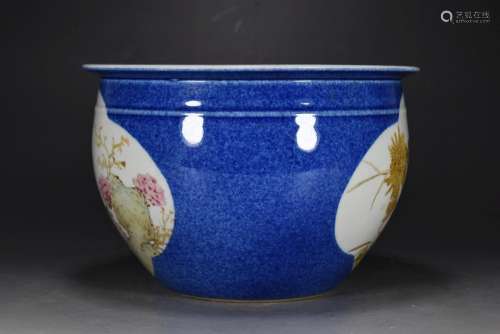 Great masters Wang Zhang with blue glaze double window flowe...