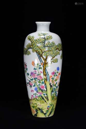 Colored enamel plants and trees wen bottle42 cm diameter 20 ...