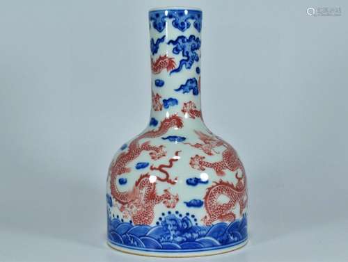 Blue and white dragon grain bell honour19 cm high 12 cm in d...