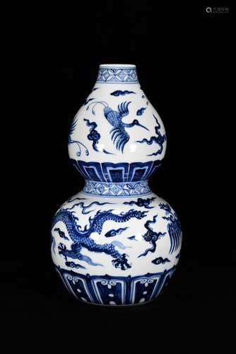 Big blue longfeng cranes grain bottle gourd32 cm high 18 cen...