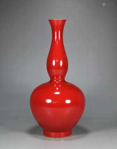 Kiln ruby red glaze bottle gourd26 cm high 13 cm in diameter...