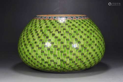 Green glaze add up bamboo grain tank17 cm high 26 centimeter...
