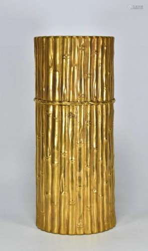 Kiln gold bamboo carving grain f tube28 cm high 12 cm in dia...