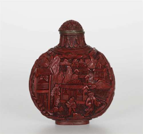 Chinese Lacquered character snuff bottle,18th century