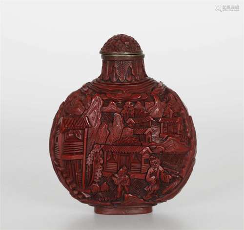 Chinese Lacquered character snuff bottle,18th century