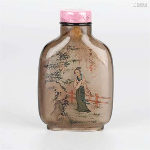 Ding Hong,glass internally painted snuff bottle