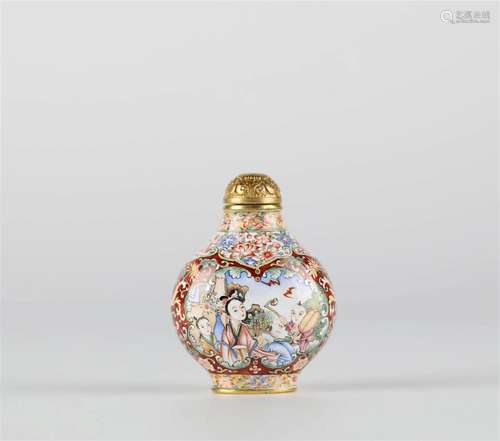 Chinese bronze enamel snuff bottle, 18th century