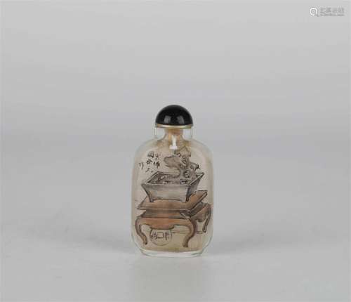 Zhou Leyuan,glass painted snuff bottle