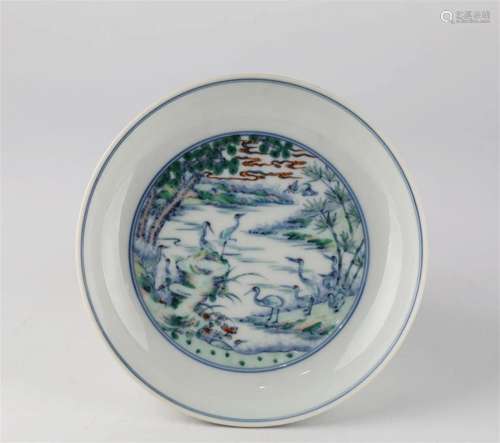 Chinese doucai glazed porcelain plate, 17th century