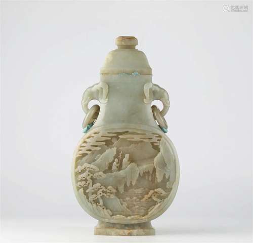 Chinese Hotan jade carving bottle, 18th century