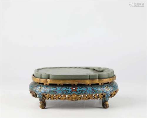 Chinese cloisonne and stone carving inkstone, 18th century