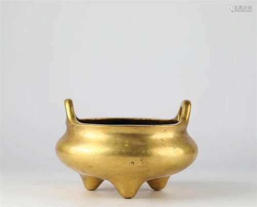 Chinese bronze gilded incense burner, Ming Dynasty