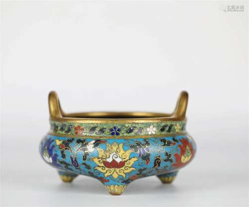 Chinese cloisonne incense burner, Ming Dynasty or earlier