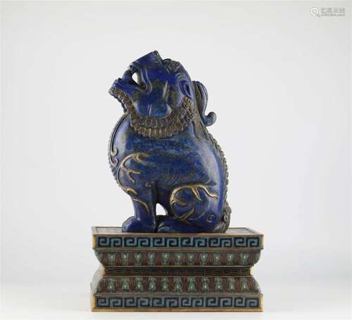 Chinese lapis lazuli and cloisonne carved auspicious animal ...