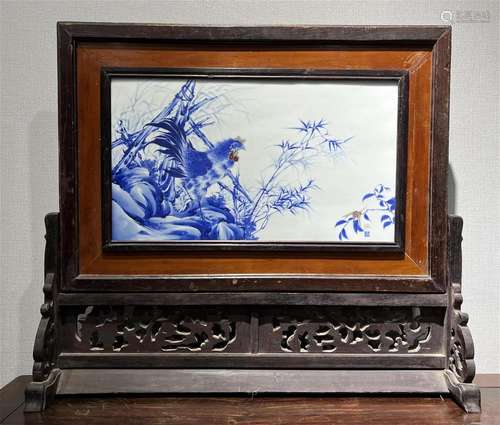 Wang Bu, blue and white glazed porcelain plaque