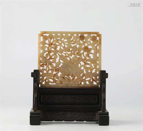 Chinese Hotan jade carving screen, Qing Dynasty