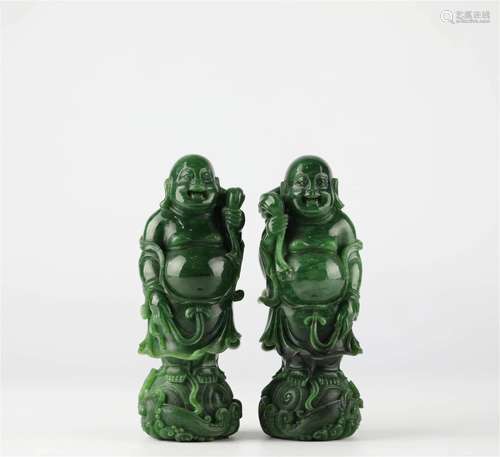 China Hotan Jasper carving Maitreya Buddha