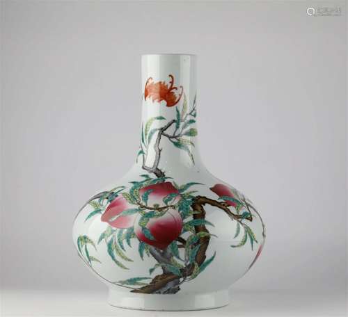 Chinese Fencai glaze peach pattern porcelain vase, 19th cent...