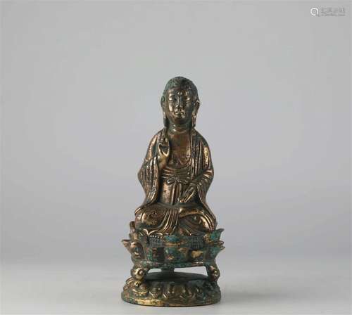 Chinese bronze gilded Buddha, Liao Dynasty