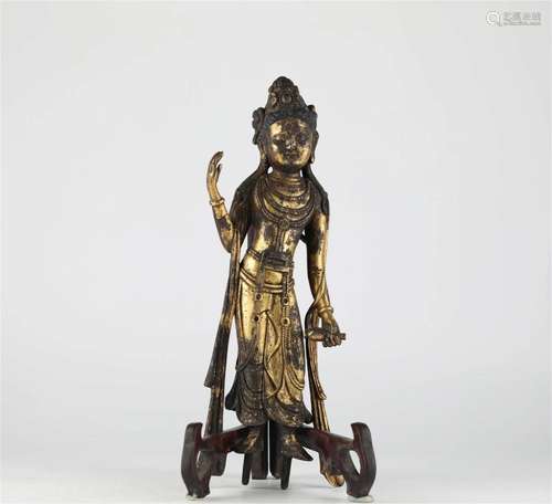 Chinese bronze gilded Buddha, Tang Dynasty