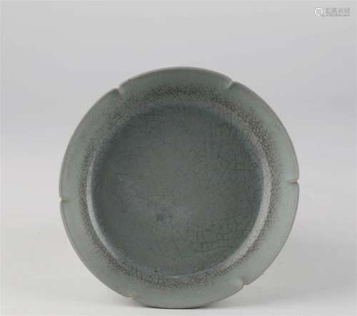 Chinese sky azure glaze porcelain plate, Song Dynasty