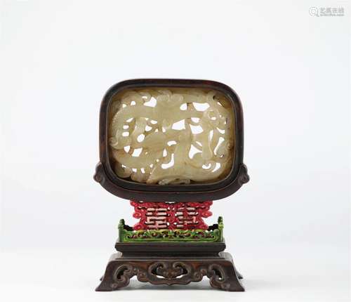 Chinese Hotan jade carving screen, 18th century