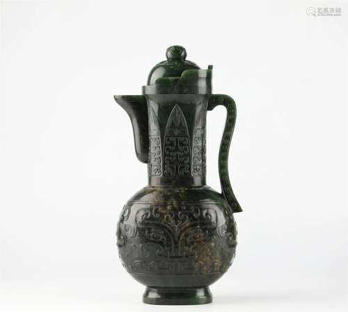 Chinese Hotan jade carving pot, 18th century