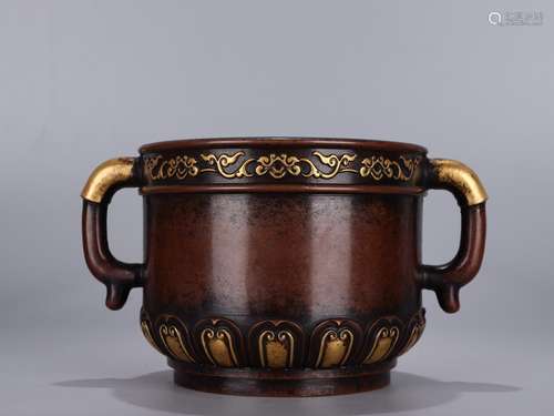 Overseas return - copper and gold lotus furnace bottom ssang...