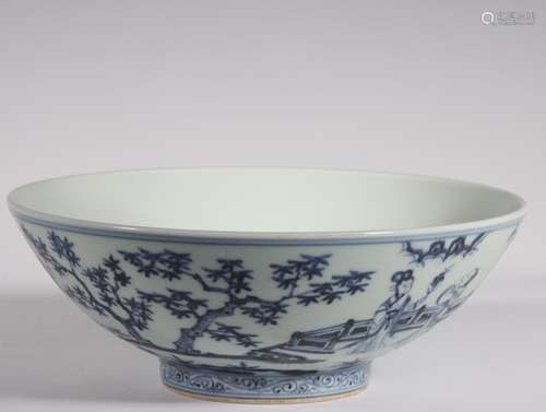 The stories of old Tibet, blue and white bowlSize 8 x19. 8 c...