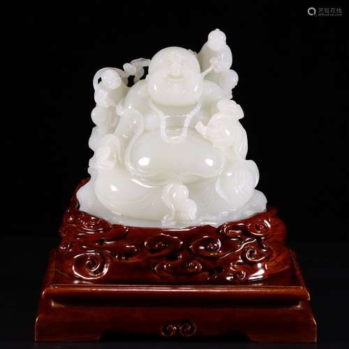 Hetian jade laughing Buddha furnishing articlesArrange usher...