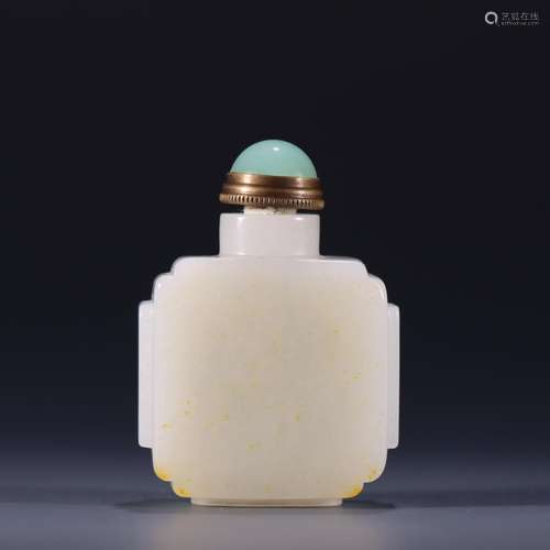 Hetian jade element face snuff bottlesHigh 4.8 cm, 4.2 cm wi...