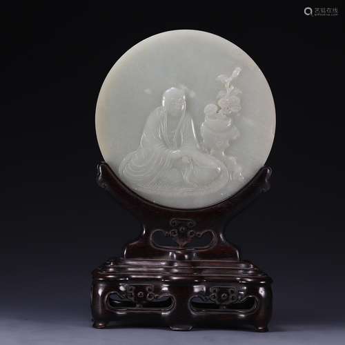 Hetian jade seed makings bodhi enlightenment plaque, size: 2...