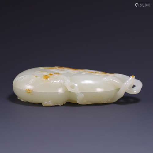 Hetian jade gourd shape cover box, size: 12.6 * * * * 7.2 3....