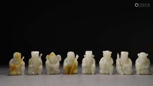 hetian jade the eight immortals furnishing articlesSize: a s...