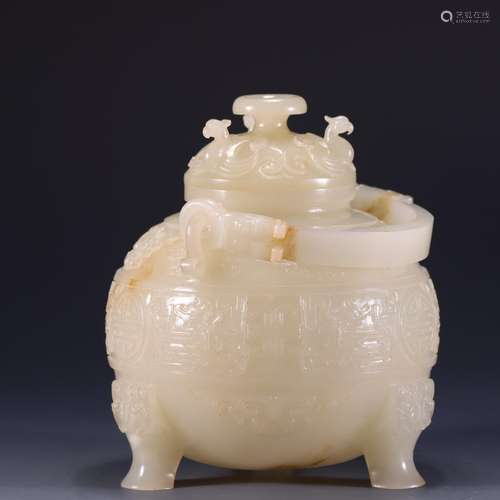 Hetian jade girder three foot warmer14 cm high, 11.9 cm wide...