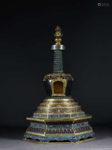 cloisonne inlaid jade pagoda30 * size: 52 cm