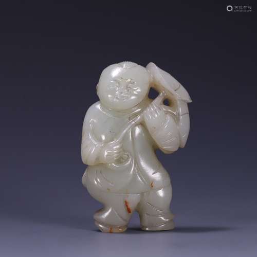 , hetian jade lotus lad carvings, size: 6.1 * * * * 4.1 1.8 ...