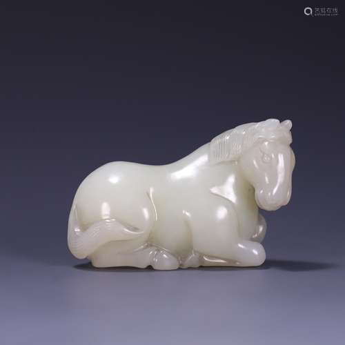 , hetian jade lying horses carved pieces, size: 6.9 * * * * ...