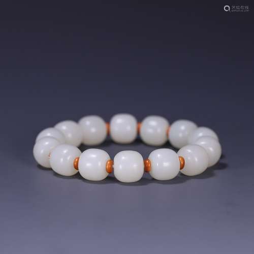 , hetian jade tube bead string, size: 1.4 * 1.3 cm, 65.2 g!