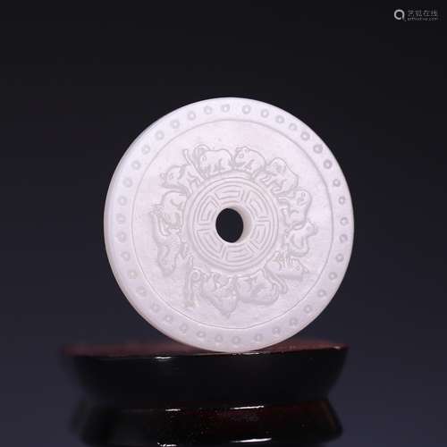 , hetian jade wek-jin and zodiac, size: 5.5 * 0.6 cm, 38.7 g...