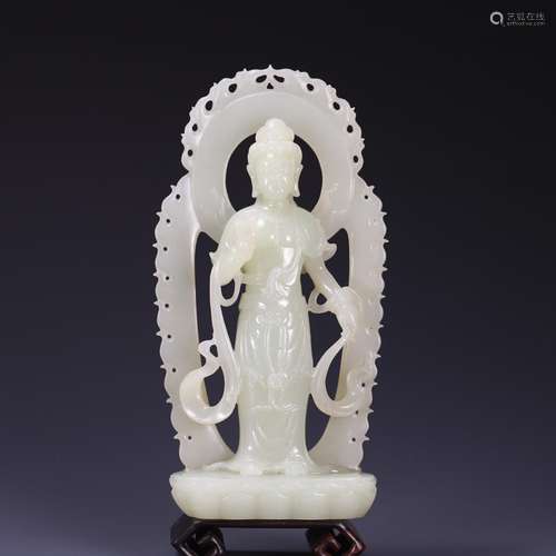 , hetian jade guanyin statue, size: 16 * * * * 8.5 2.8 cm, 2...