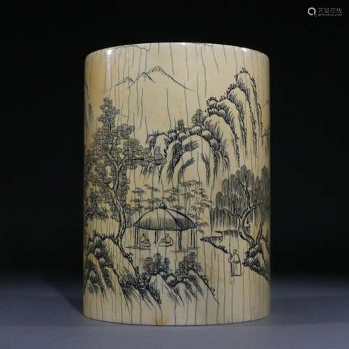 , old y landscape poetry pen containerSize: 9.8 * 13.5 cm we...