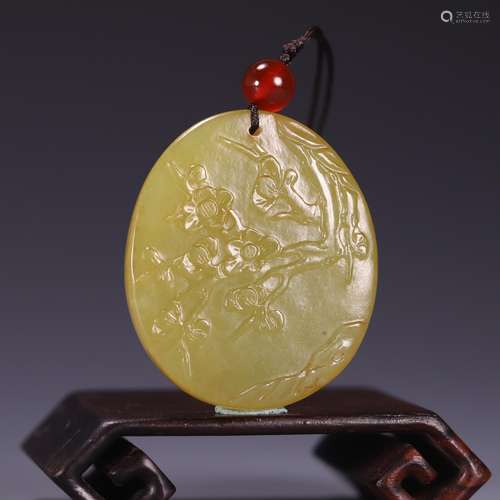 , and tian jade carving wintersweet wek-jin and poetry, size...