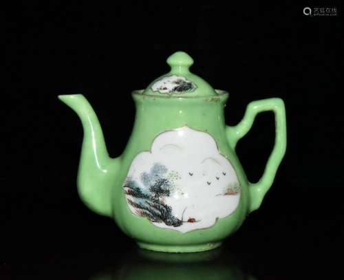 Green glaze enamel mountain 10 ✘ 12 cm500 kettle