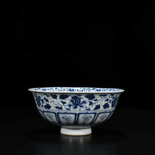 Blue and white tie up lotus flower grain carving dragon bowl...