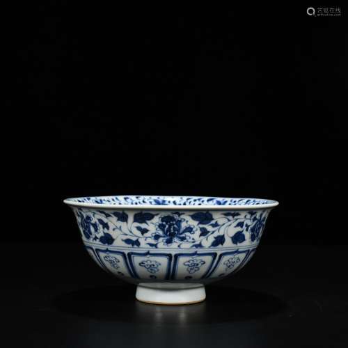 Blue and white tie up lotus flower grain carving dragon bowl...